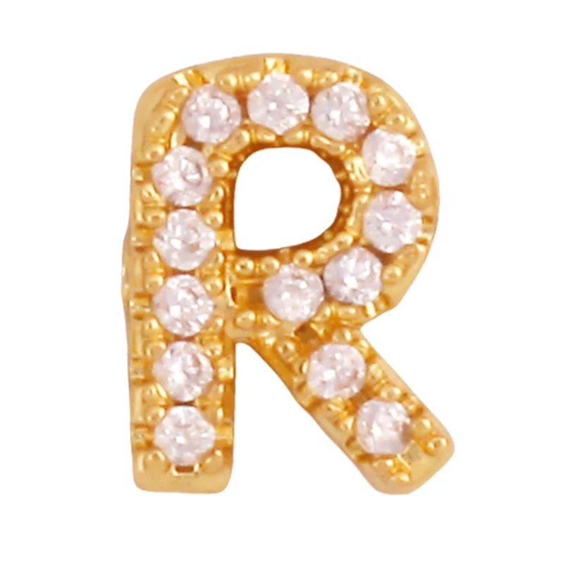 Trendy Mini Initial Name A-Z Letter Beads Charm Pendant,Real 18K Gold Plated Necklace Bracelet DIY Jewelry Findings Supplies S27
