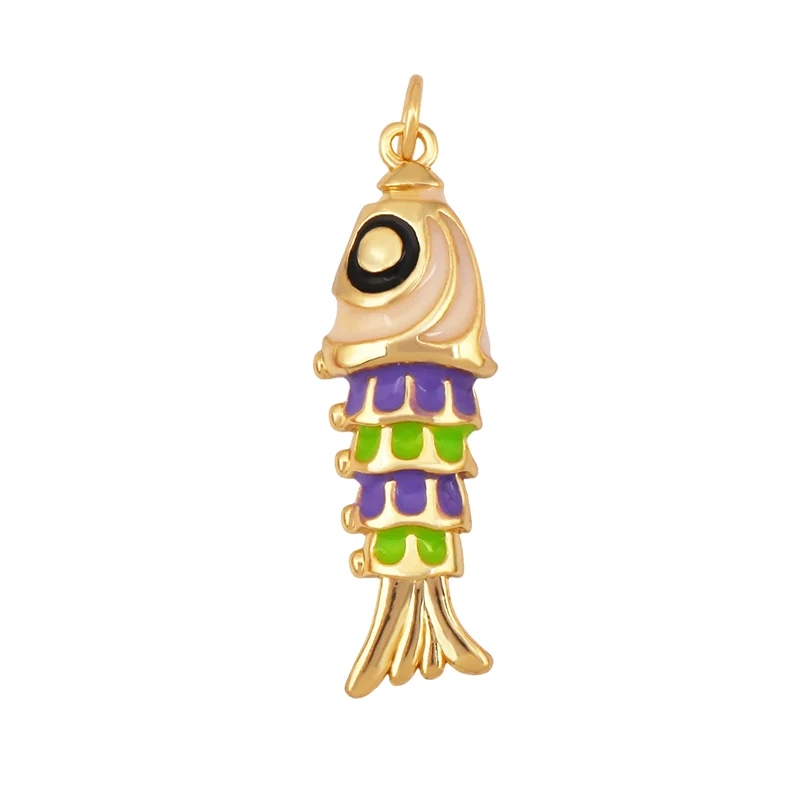 Jelly Fish Whale Seahorse Mermaid Turtle Crab Marine Sea  Shell  Charm Pendant,Gold Plated Zircon Jewelry Finding Supplies S70