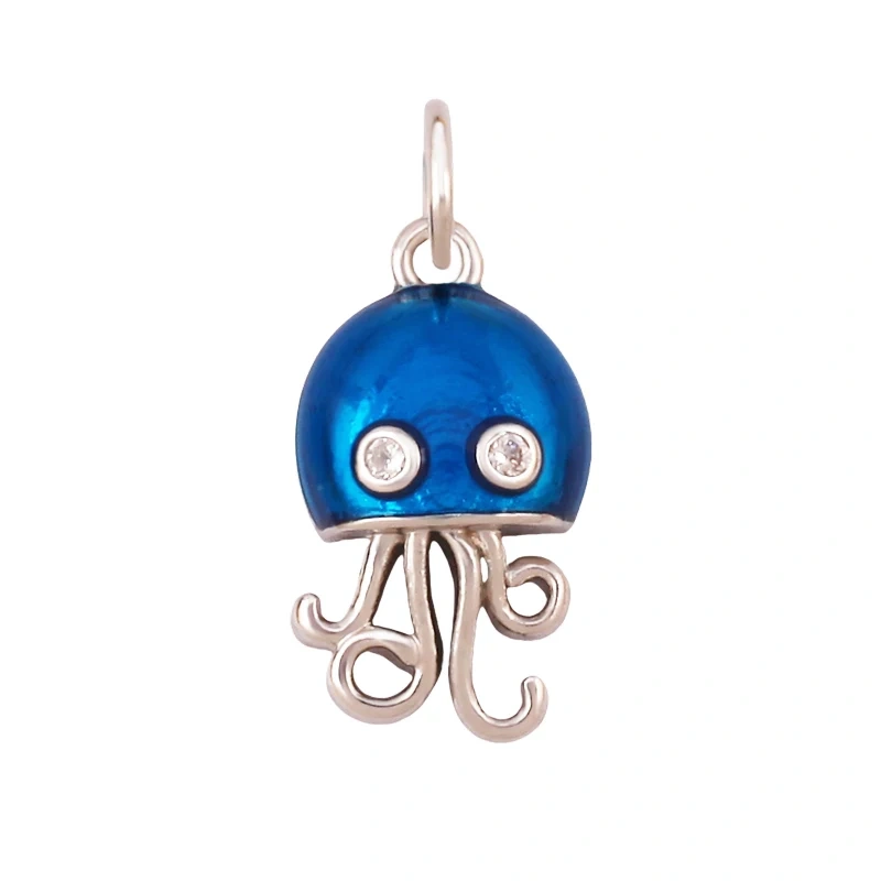 Jelly Fish Whale Seahorse Mermaid Turtle Crab Marine Sea  Shell  Charm Pendant,Gold Plated Zircon Jewelry Finding Supplies S70