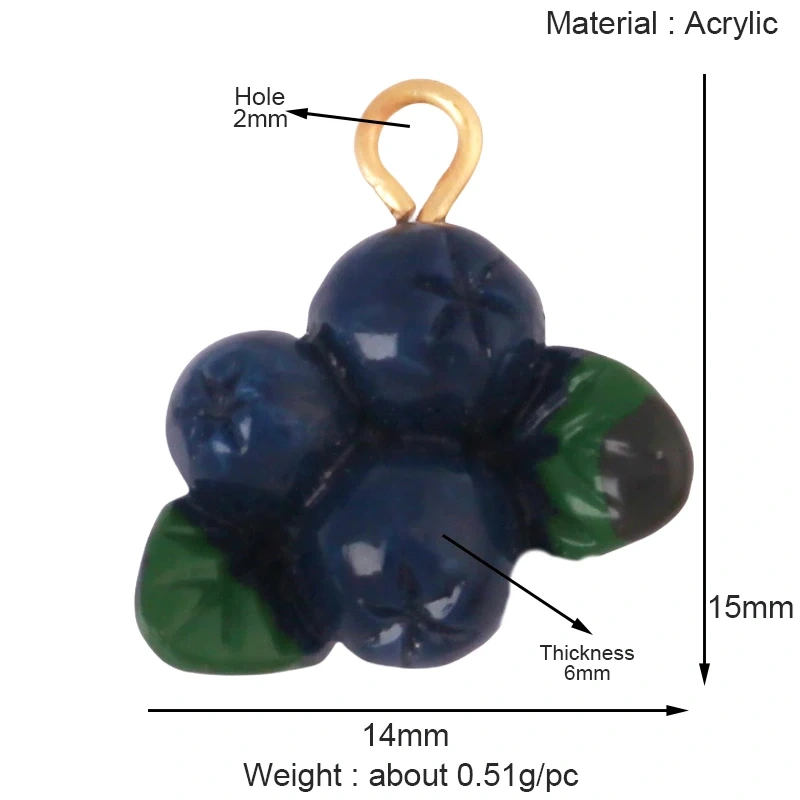 Arylic 3D Fruit Strawberry Grape Mango Durian Water Melon Cherry Pomegranate Charm Pendant,Jewelry Necklace Bracelet  Supply S18