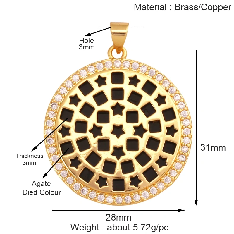 Trendy Shining Mandala Star Shell Geometry Charm Pendant,Real 18K Gold Plated Jewelry Components Accessories Supplies S34