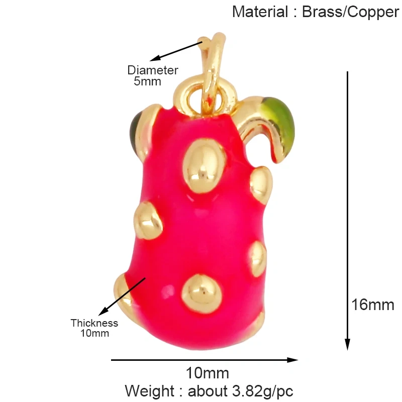 Cute 3D Dragon Fruit Strawberry Water Melon Cherry Banana Peach Charm Pendant,Jewelry Necklace Bracelet DIY Making Supplies S40
