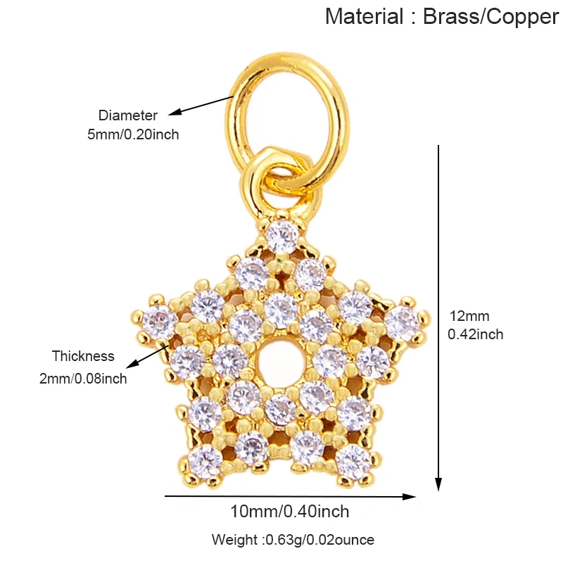Trendy Red Sun Blue Night Star Moon Universe Celestial Rainbow Charm Pendant,Gold Plated Zircon Jewelry Findings Supply S09