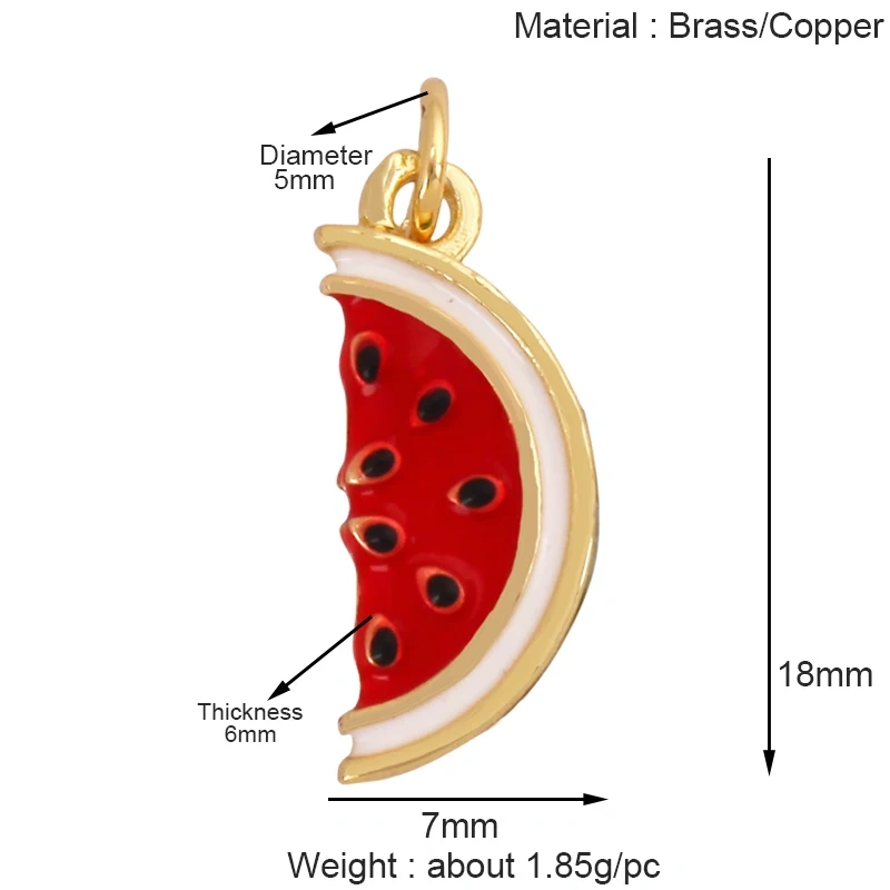 Cute 3D Dragon Fruit Strawberry Water Melon Cherry Banana Peach Charm Pendant,Jewelry Necklace Bracelet DIY Making Supplies S40
