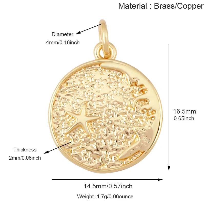 Blue White Tropical Ocean Shell Conch Seahorse Sea Fish Charm Pendant,Gold Plated Zircon Jewelry Findings Supply S93