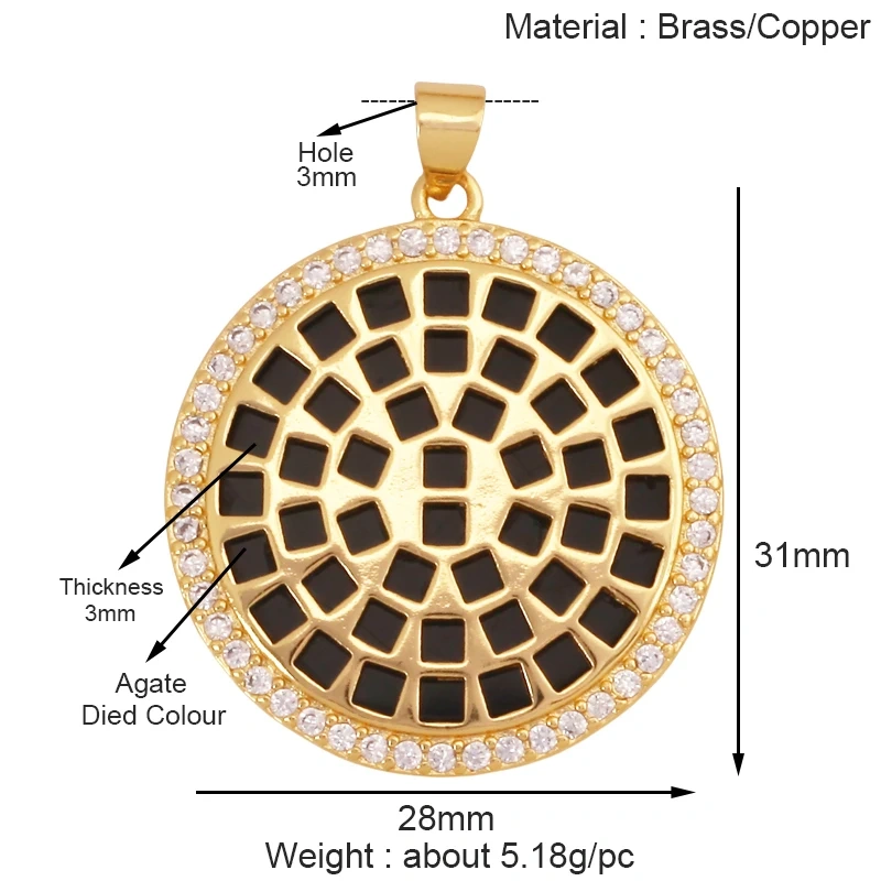 Trendy Shining Mandala Star Shell Geometry Charm Pendant,Real 18K Gold Plated Jewelry Components Accessories Supplies S34