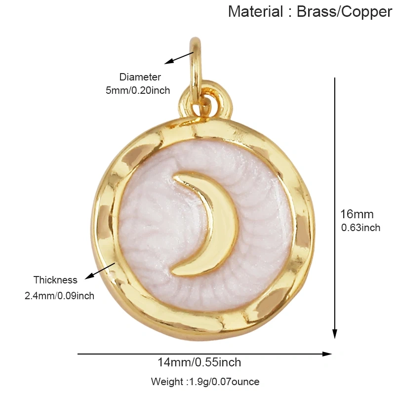 Trendy Red Sun Blue Night Star Moon Universe Celestial Rainbow Charm Pendant,Gold Plated Zircon Jewelry Findings Supply S09