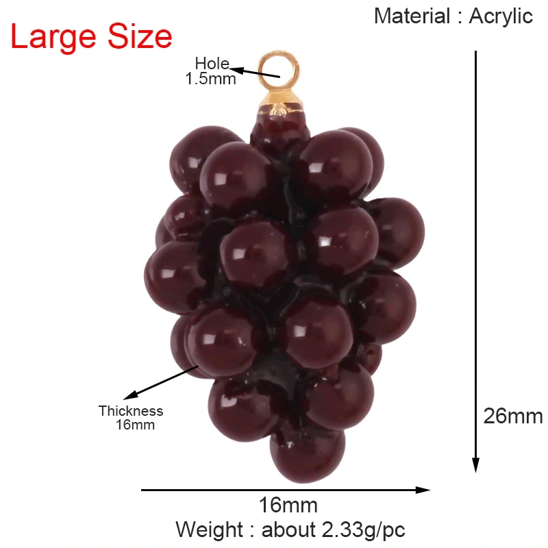 Arylic 3D Fruit Strawberry Grape Mango Durian Water Melon Cherry Pomegranate Charm Pendant,Jewelry Necklace Bracelet  Supply S18