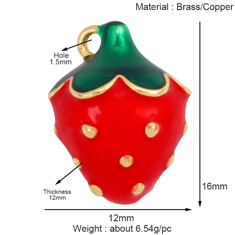 Cute 3D Dragon Fruit Strawberry Water Melon Cherry Banana Peach Charm Pendant,Jewelry Necklace Bracelet DIY Making Supplies S40