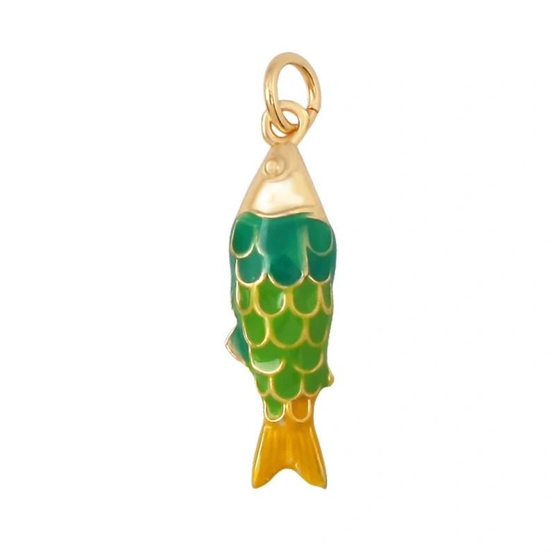 Enamel Fish Whale Shark Tale Crab Marine Sea Dalphin Charm Pendant,18K Real Gold Plated Zircon Jewelry Finding Supplies S75