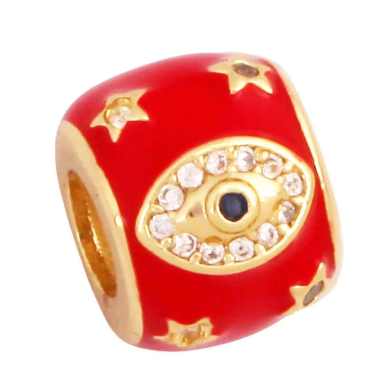 Fashion Enamel Evil Eye Spacer Tube Beads Caps,Women Men's Beading Bracelet Charms DIY Elements Knotting Connectors Supply S43