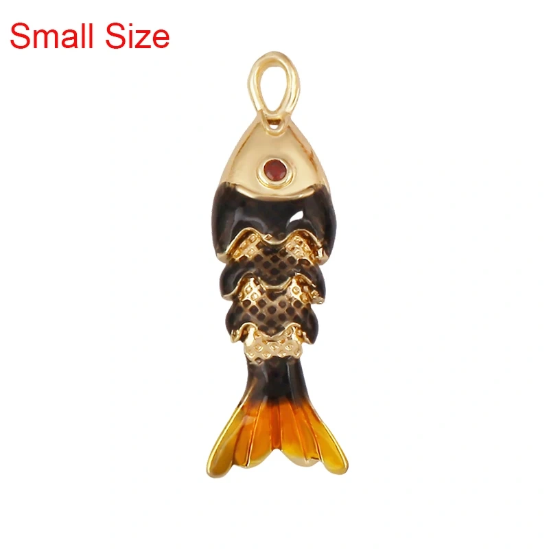 Enamel Fish Whale Shark Tale Crab Marine Sea Dalphin Charm Pendant,18K Real Gold Plated Zircon Jewelry Finding Supplies S75