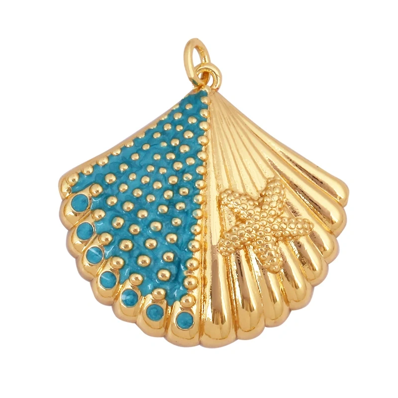 Jelly Fish Whale Seahorse Mermaid Turtle Crab Marine Sea  Shell  Charm Pendant,Gold Plated Zircon Jewelry Finding Supplies S70