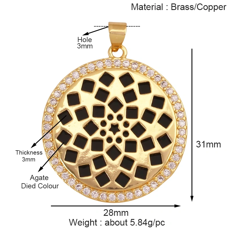 Trendy Shining Mandala Star Shell Geometry Charm Pendant,Real 18K Gold Plated Jewelry Components Accessories Supplies S34