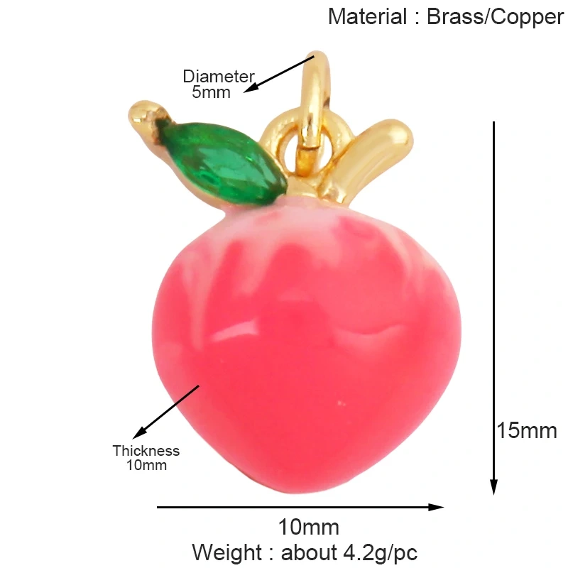 Cute 3D Dragon Fruit Strawberry Water Melon Cherry Banana Peach Charm Pendant,Jewelry Necklace Bracelet DIY Making Supplies S40
