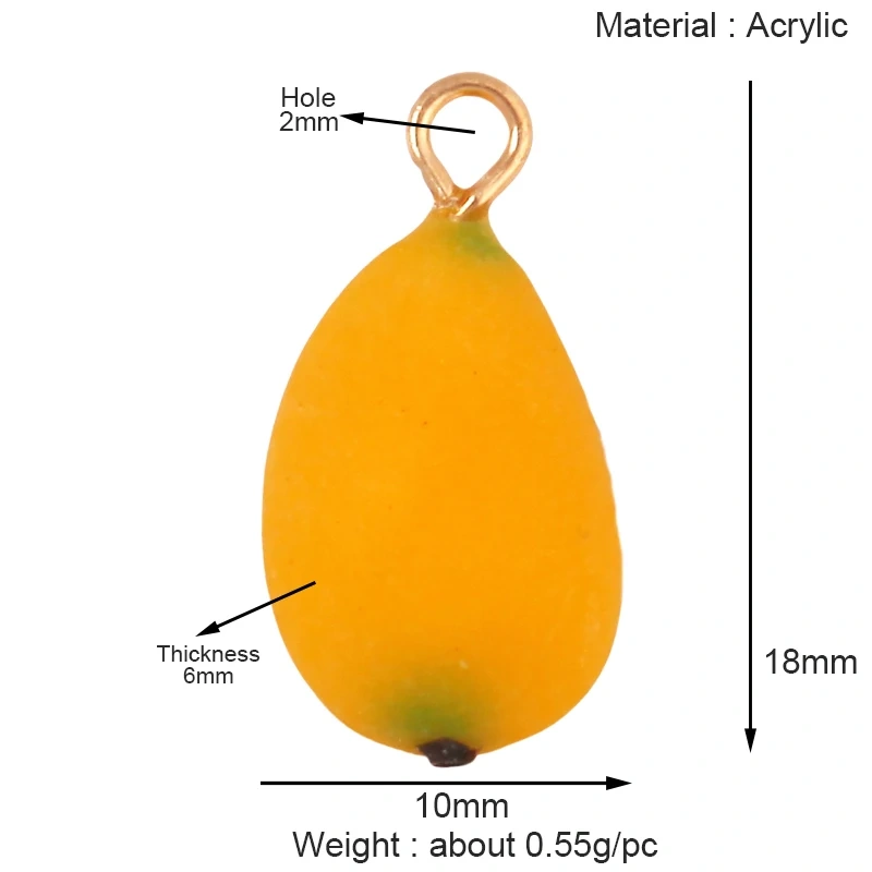 Arylic 3D Fruit Strawberry Grape Mango Durian Water Melon Cherry Pomegranate Charm Pendant,Jewelry Necklace Bracelet  Supply S18