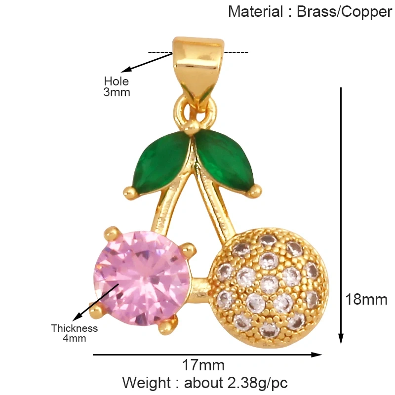 Cute 3D Dragon Fruit Strawberry Water Melon Cherry Banana Peach Charm Pendant,Jewelry Necklace Bracelet DIY Making Supplies S40