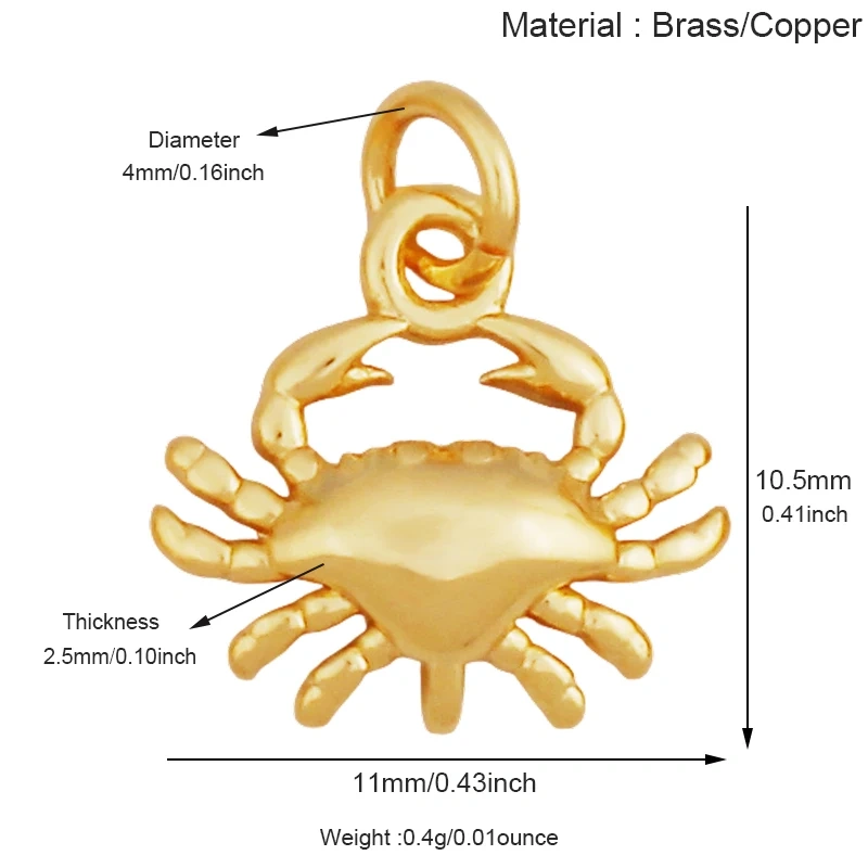 Brass Charm Mini Pendant Starfish Seahorse Shell Turtle Crab, DIYJewelry Making Supplies Accessories S49