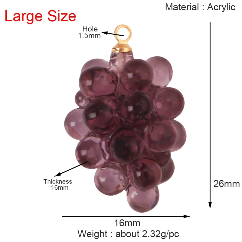 Arylic 3D Fruit Strawberry Grape Mango Durian Water Melon Cherry Pomegranate Charm Pendant,Jewelry Necklace Bracelet  Supply S18