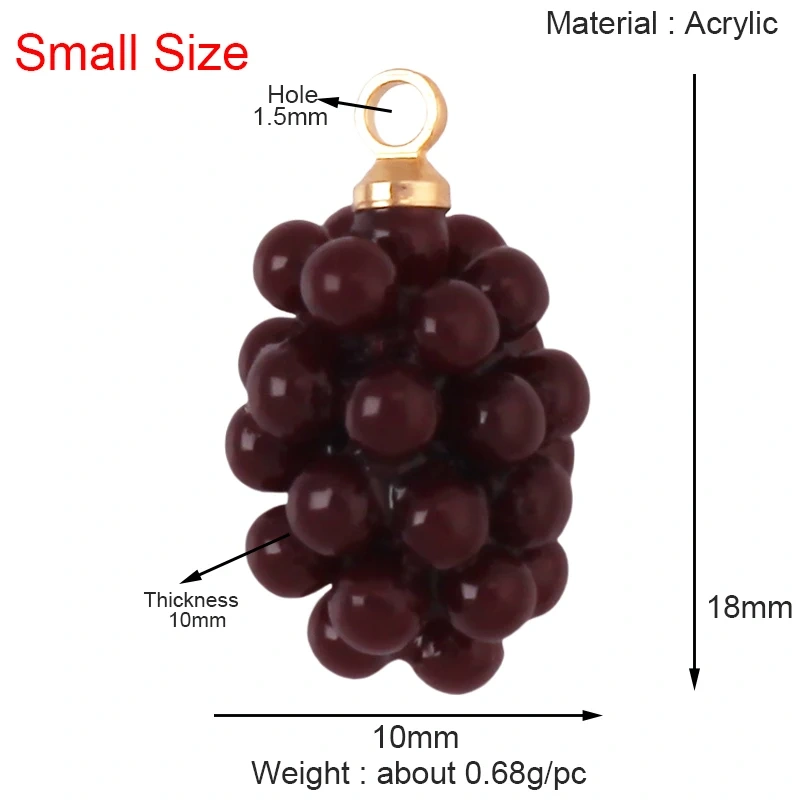 Arylic 3D Fruit Strawberry Grape Mango Durian Water Melon Cherry Pomegranate Charm Pendant,Jewelry Necklace Bracelet  Supply S18