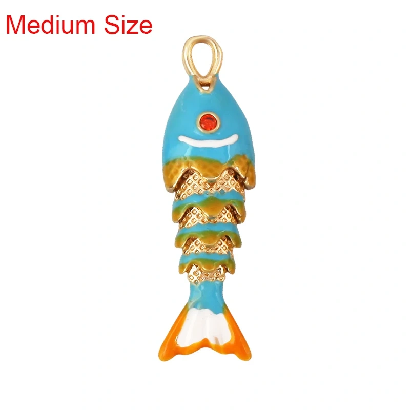 Enamel Fish Whale Shark Tale Crab Marine Sea Dalphin Charm Pendant,18K Real Gold Plated Zircon Jewelry Finding Supplies S75