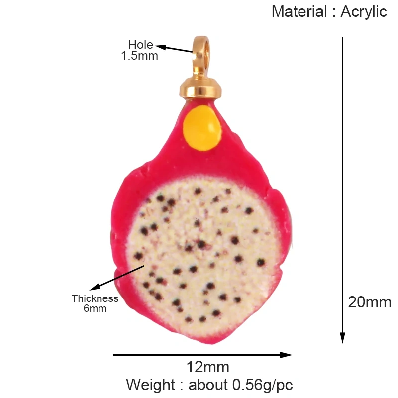 Arylic 3D Fruit Strawberry Grape Mango Durian Water Melon Cherry Pomegranate Charm Pendant,Jewelry Necklace Bracelet  Supply S18