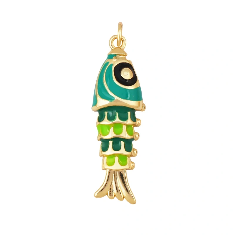 Jelly Fish Whale Seahorse Mermaid Turtle Crab Marine Sea  Shell  Charm Pendant,Gold Plated Zircon Jewelry Finding Supplies S70