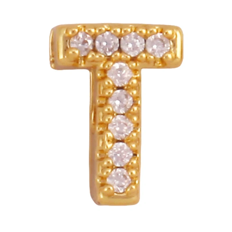 Trendy Mini Initial Name A-Z Letter Beads Charm Pendant,Real 18K Gold Plated Necklace Bracelet DIY Jewelry Findings Supplies S27
