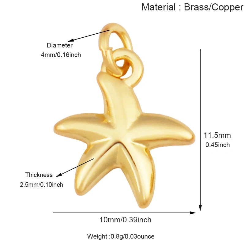 Brass Charm Mini Pendant Starfish Seahorse Shell Turtle Crab, DIYJewelry Making Supplies Accessories S49