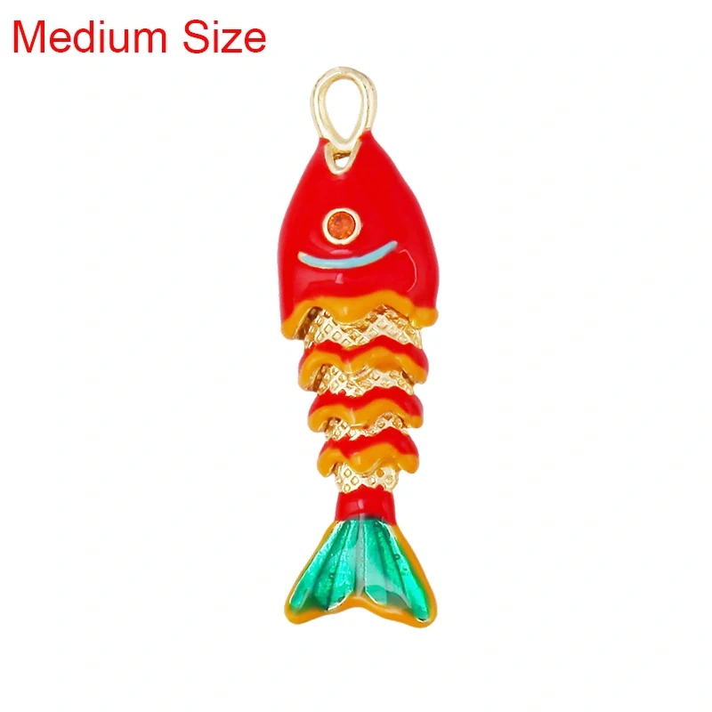 Enamel Fish Whale Shark Tale Crab Marine Sea Dalphin Charm Pendant,18K Real Gold Plated Zircon Jewelry Finding Supplies S75