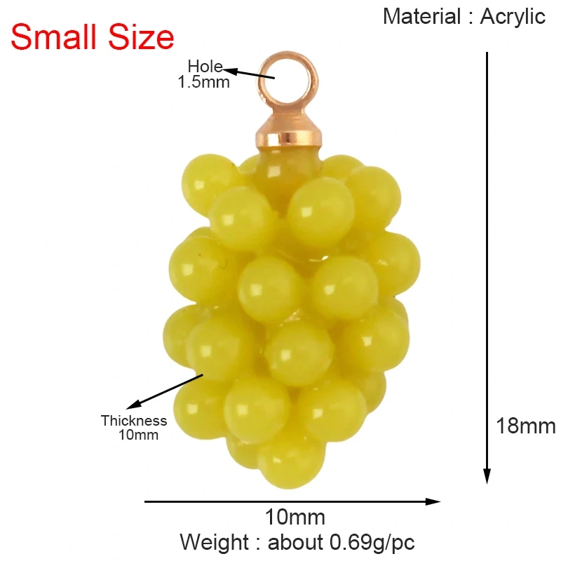 Arylic 3D Fruit Strawberry Grape Mango Durian Water Melon Cherry Pomegranate Charm Pendant,Jewelry Necklace Bracelet  Supply S18