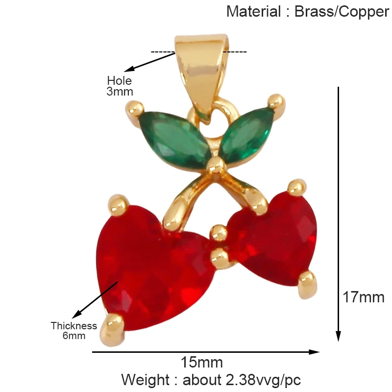 Cute 3D Dragon Fruit Strawberry Water Melon Cherry Banana Peach Charm Pendant,Jewelry Necklace Bracelet DIY Making Supplies S40