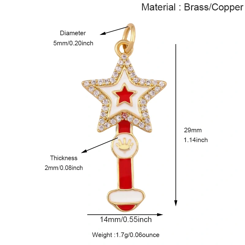 Trendy Red Sun Blue Night Star Moon Universe Celestial Rainbow Charm Pendant,Gold Plated Zircon Jewelry Findings Supply S09