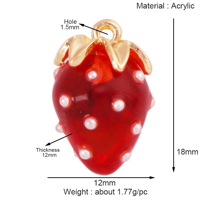 Arylic 3D Fruit Strawberry Grape Mango Durian Water Melon Cherry Pomegranate Charm Pendant,Jewelry Necklace Bracelet  Supply S18