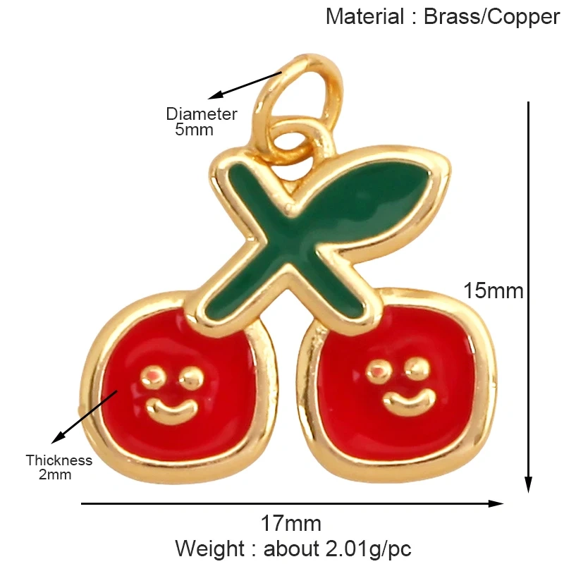 Cute 3D Dragon Fruit Strawberry Water Melon Cherry Banana Peach Charm Pendant,Jewelry Necklace Bracelet DIY Making Supplies S40