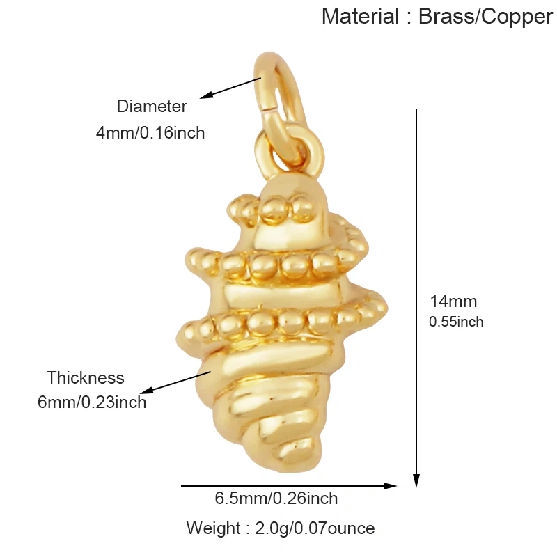Blue White Tropical Ocean Shell Conch Seahorse Sea Fish Charm Pendant,Gold Plated Zircon Jewelry Findings Supply S93
