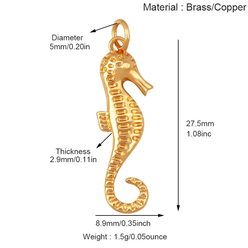 Jelly Fish Whale Seahorse Mermaid Turtle Crab Marine Sea  Shell  Charm Pendant,Gold Plated Zircon Jewelry Finding Supplies S70