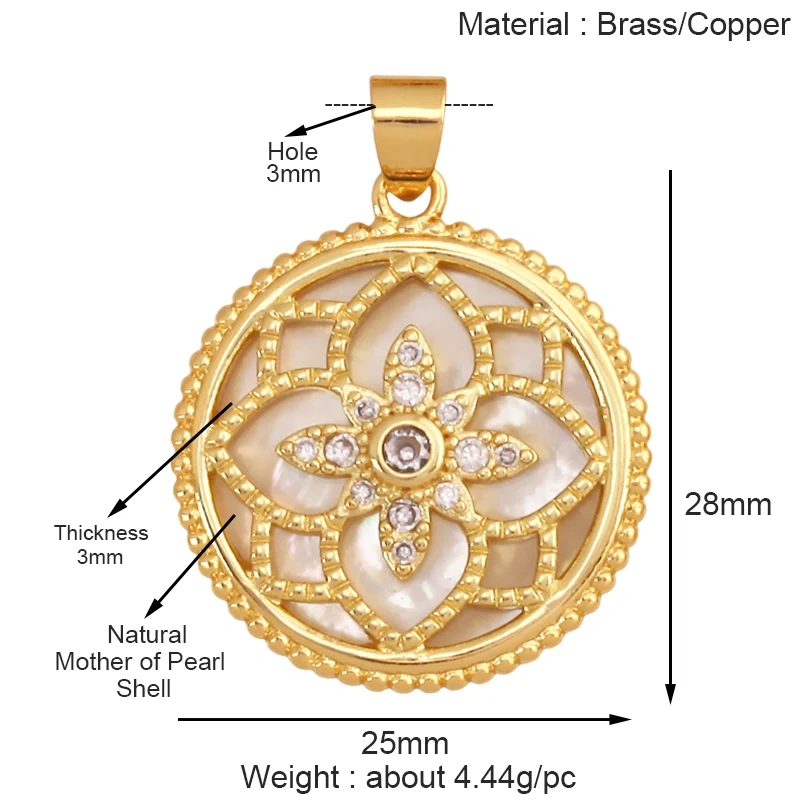 Trendy Shining Mandala Star Shell Geometry Charm Pendant,Real 18K Gold Plated Jewelry Components Accessories Supplies S34