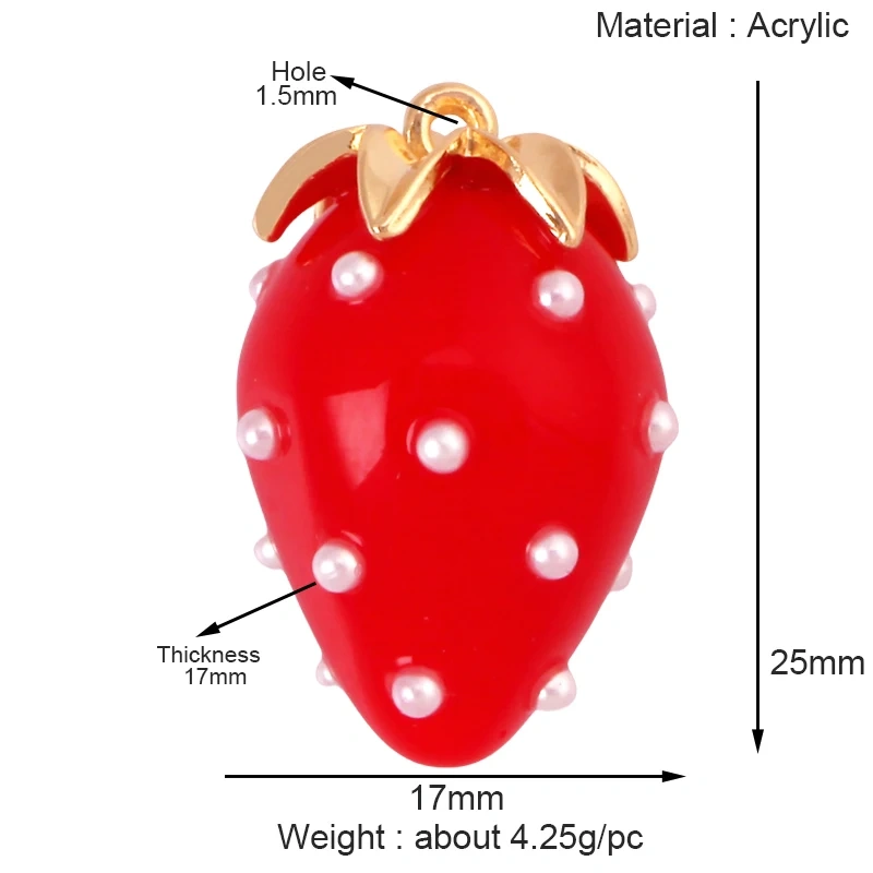 Arylic 3D Fruit Strawberry Grape Mango Durian Water Melon Cherry Pomegranate Charm Pendant,Jewelry Necklace Bracelet  Supply S18