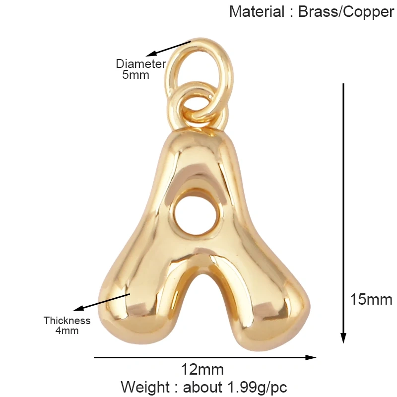New Cute Without Zircon Brass Initial Name A-Z Letter Charm Pendant,Real 18K Gold Plated Necklace Bracelet Jewelry Supplies S51