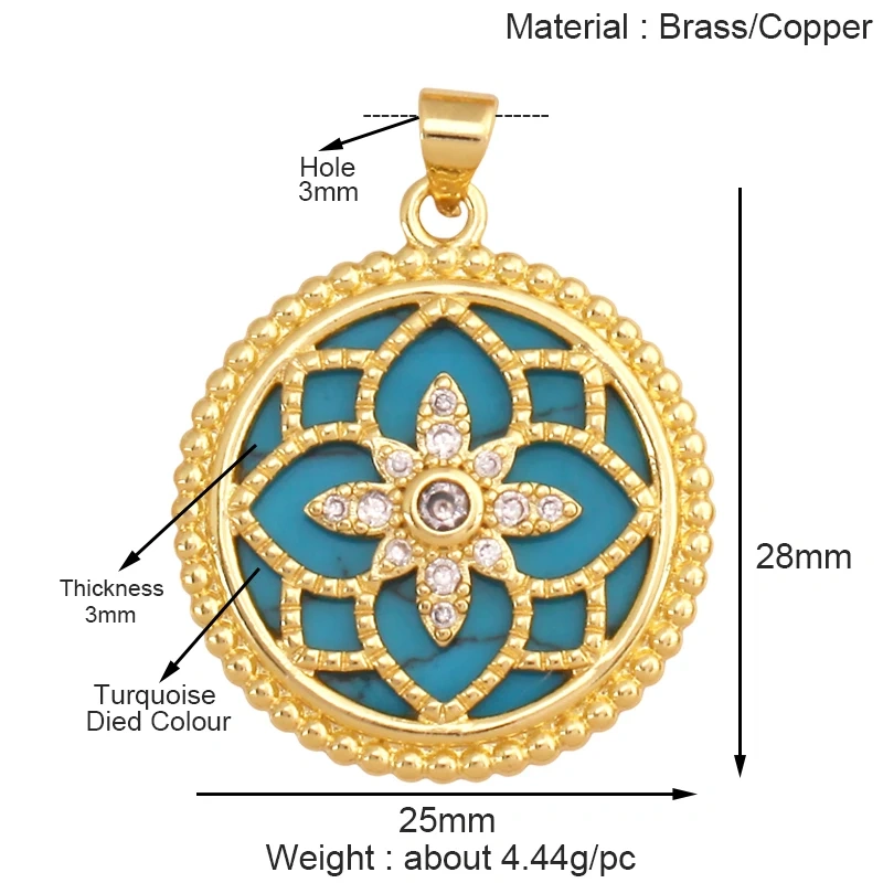 Trendy Shining Mandala Star Shell Geometry Charm Pendant,Real 18K Gold Plated Jewelry Components Accessories Supplies S34