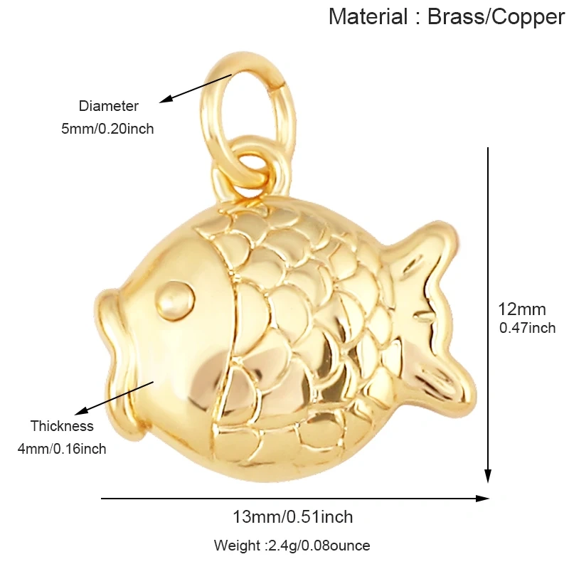 Blue White Tropical Ocean Shell Conch Seahorse Sea Fish Charm Pendant,Gold Plated Zircon Jewelry Findings Supply S93