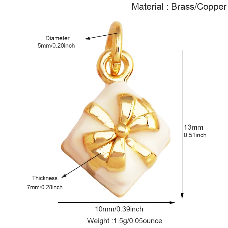 L51 Christmas Halloween Snowman Gift Box Pendant Necklace with CZ Stones