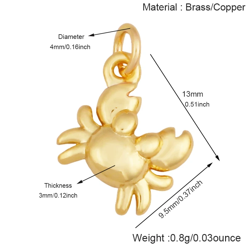 Brass Charm Mini Pendant Starfish Seahorse Shell Turtle Crab, DIYJewelry Making Supplies Accessories S49
