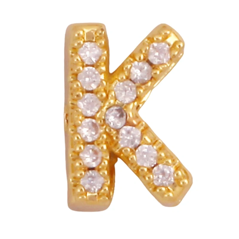 Trendy Mini Initial Name A-Z Letter Beads Charm Pendant,Real 18K Gold Plated Necklace Bracelet DIY Jewelry Findings Supplies S27