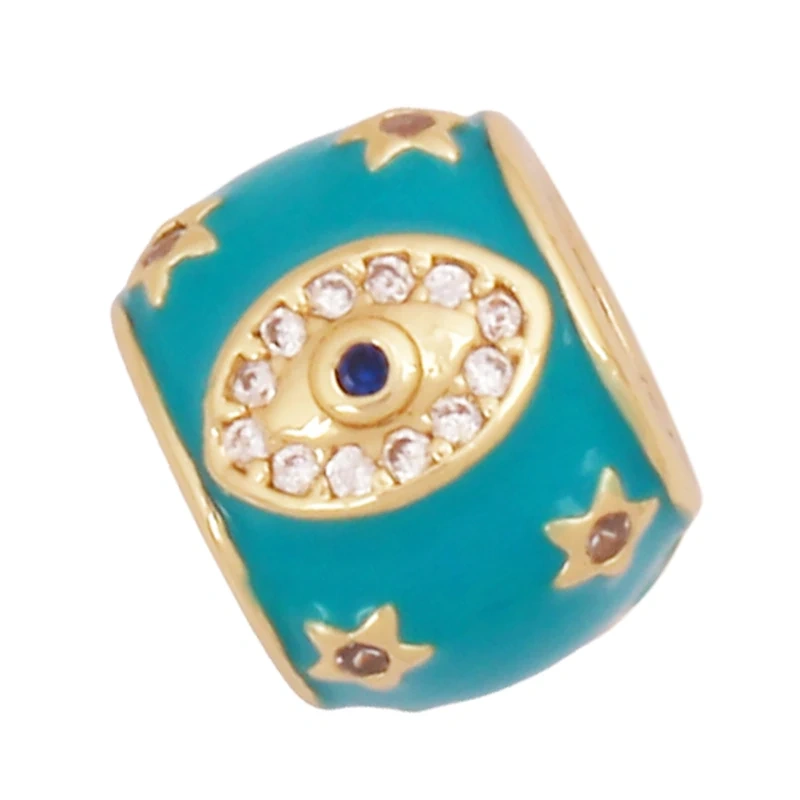 Fashion Enamel Evil Eye Spacer Tube Beads Caps,Women Men's Beading Bracelet Charms DIY Elements Knotting Connectors Supply S43