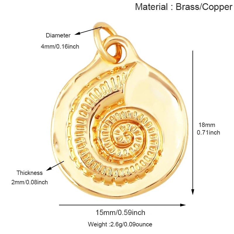 Blue White Tropical Ocean Shell Conch Seahorse Sea Fish Charm Pendant,Gold Plated Zircon Jewelry Findings Supply S93
