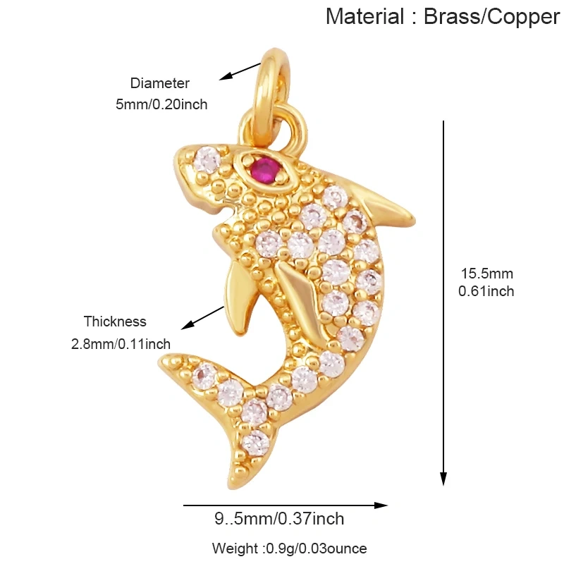 Jelly Fish Whale Seahorse Mermaid Turtle Crab Marine Sea  Shell  Charm Pendant,Gold Plated Zircon Jewelry Finding Supplies S70
