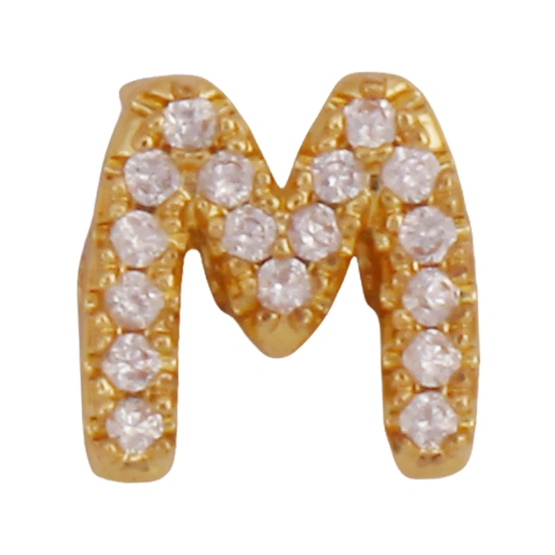 Trendy Mini Initial Name A-Z Letter Beads Charm Pendant,Real 18K Gold Plated Necklace Bracelet DIY Jewelry Findings Supplies S27