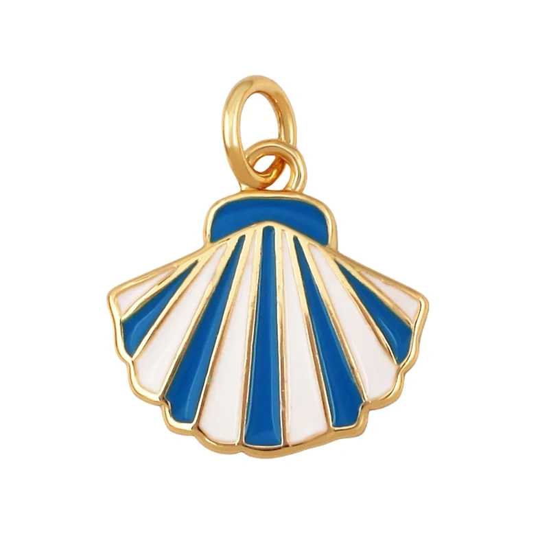 Jelly Fish Whale Seahorse Mermaid Turtle Crab Marine Sea  Shell  Charm Pendant,Gold Plated Zircon Jewelry Finding Supplies S70
